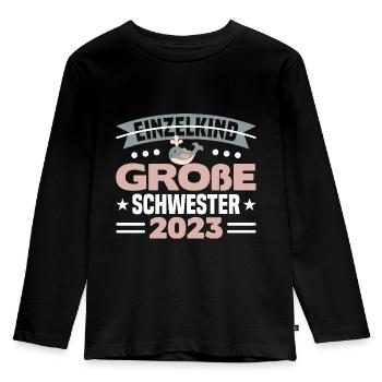 Große Schwester 2023 Geschenkidee - Kinder Premium Bio Langarmshirt - Schwarz - Vorne - AI Model Kid Male (0cm)