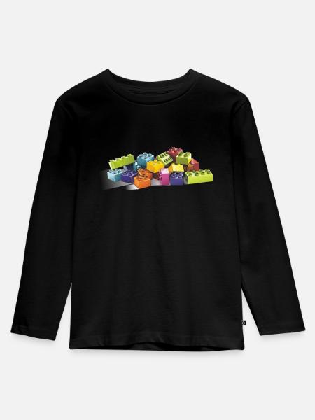 Bausteine - Kinder Premium Bio Langarmshirt - Schwarz