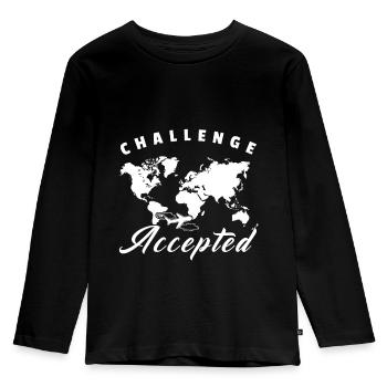 Challenge Accepted Gift World Map World Tour - Kids' Premium Longsleeve Shirt - black - Front - AI Model Kid Male (0cm)