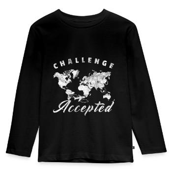 Challenge Accepted Gift World Map World Tour - Kids' Premium Longsleeve Shirt - black - Front - AI Model Kid Male (0cm)