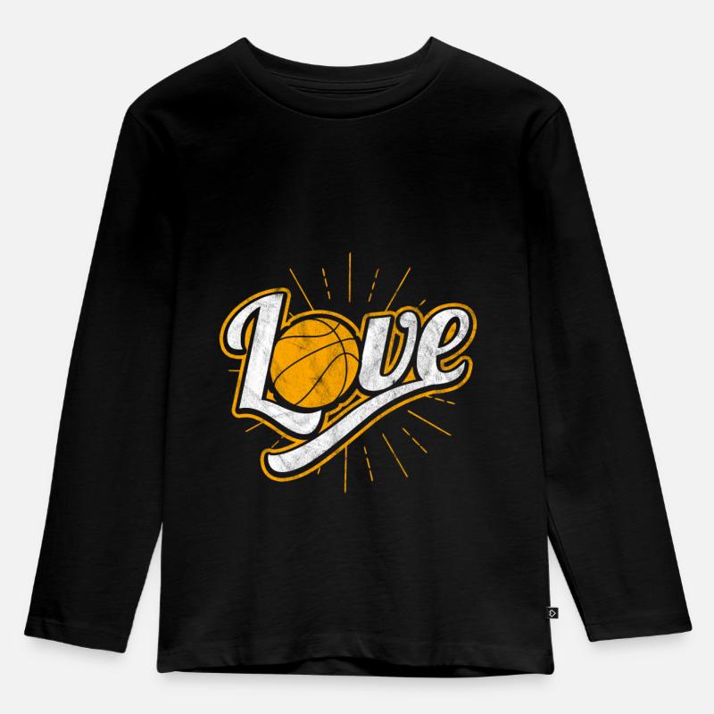 Geschenk für Basketball Spieler oder Spielerin - Kinder Premium Bio Langarmshirt - Schwarz
