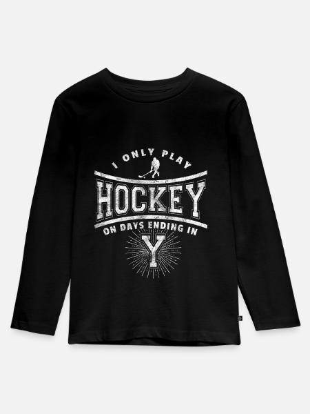 Hockey Hockeyspieler Eishockey Geschenk - Kinder Premium Bio Langarmshirt - Schwarz