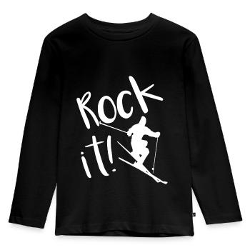 Skiing, skiers, skiing holidays, winter holidays - Kids' Premium Longsleeve Shirt - black - Front - AI Model Kid Male (0cm)