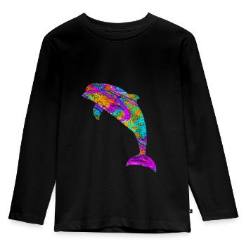 poisson mammifère aquatique cadeau Dolphin - T-shirt manches longues Premium Enfant - noir - Devant - AI Model Kid Male (0cm)
