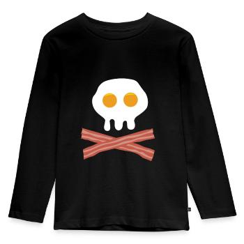 Crâne d'oeuf et du bacon - T-shirt manches longues Premium Enfant - noir - Devant - AI Model Kid Male (0cm)