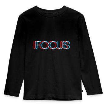 Fokussiere deinen Blick. - Kinder Premium Bio Langarmshirt - Schwarz - Vorne - AI Model Kid Male (0cm)