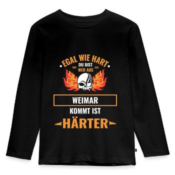 EGAL WIE HART DU BIST - WEIMAR IST HÄRTER - Kinder Premium Bio Langarmshirt - Schwarz - Vorne - AI Model Kid Male (0cm)