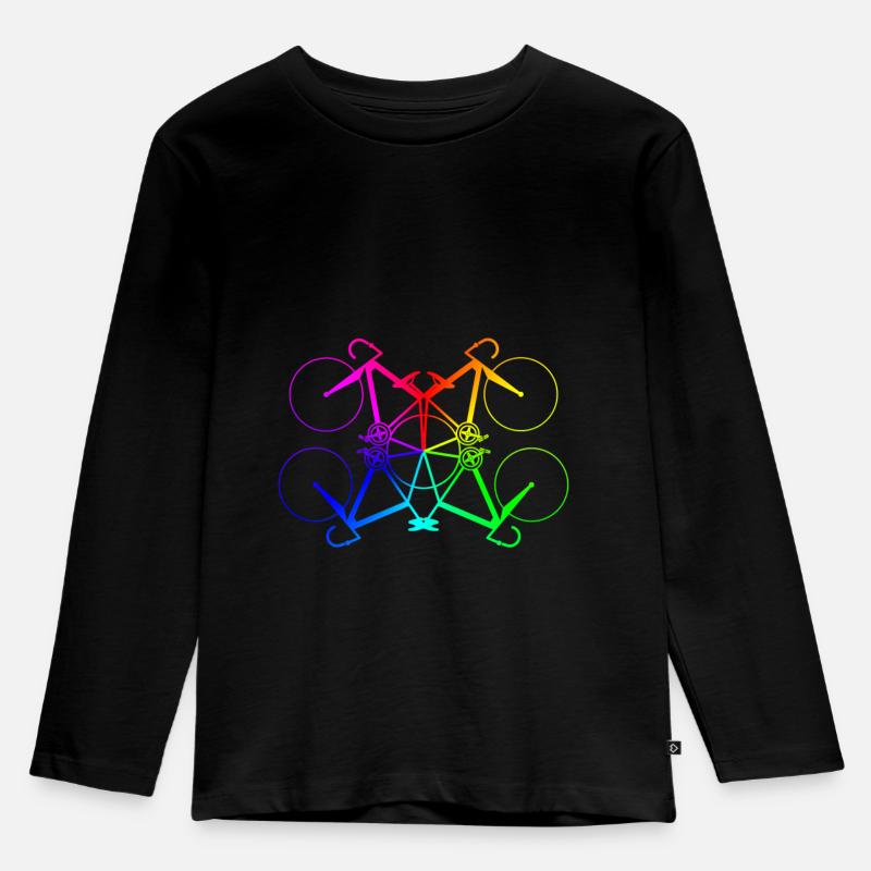 Regenbogen Fahrräder - Rennrad Fixie Geschenk - Kinder Premium Bio Langarmshirt - Schwarz