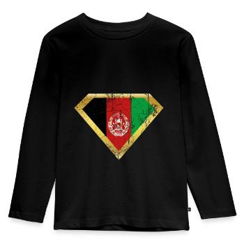 Superhero held herkunft flagge Afghanistan png - Kinder Premium Bio Langarmshirt - Schwarz - Vorne - AI Model Kid Male (0cm)