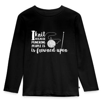 Knitting - knitting - knitting needles - handmade - Kids' Premium Longsleeve Shirt - black - Front - AI Model Kid Male (0cm)