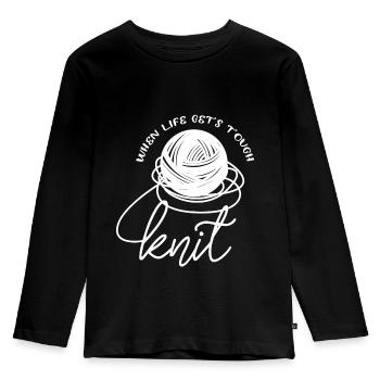 Knitting - knitting - knitting needles - wool - Kids' Premium Longsleeve Shirt - black - Front - AI Model Kid Male (0cm)