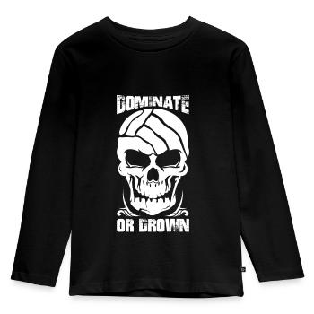 Water Polo Waterpolo Dominate or Drown Skull - Kids' Premium Longsleeve Shirt - black - Front - AI Model Kid Male (0cm)