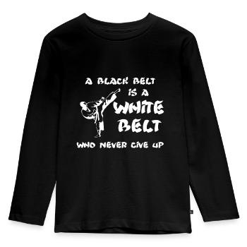 Martial Arts - White Belt - Martial Arts - Karate - Kids' Premium Longsleeve Shirt - black - Front - AI Model Kid Male (0cm)