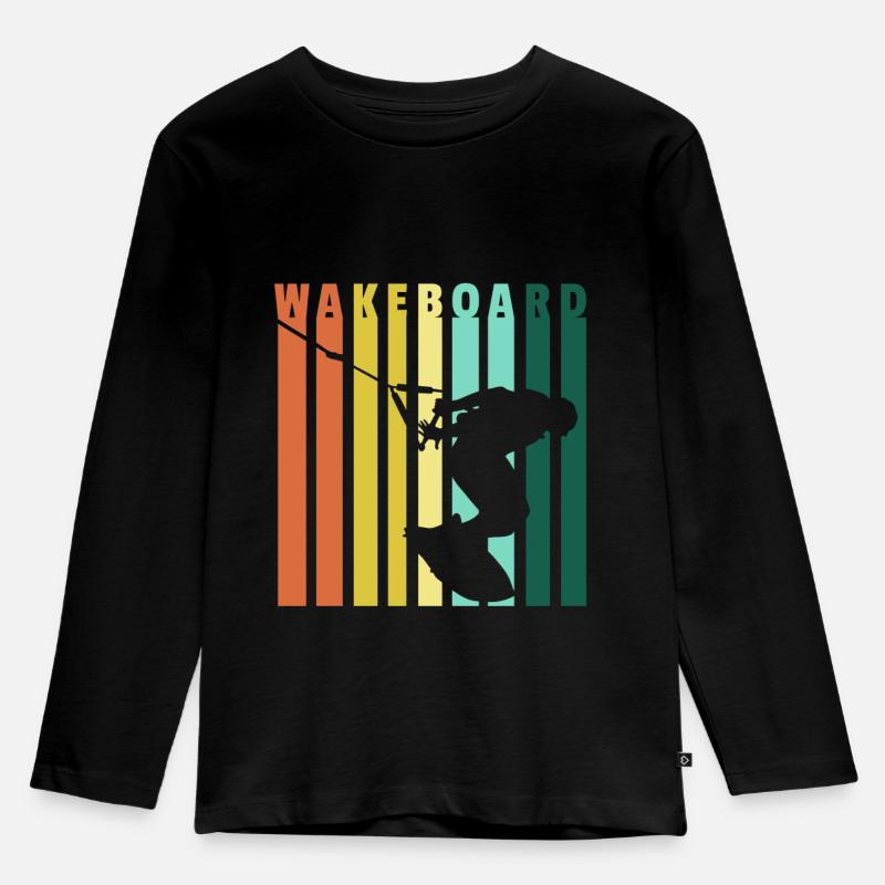 Wakeboarder Geschenk Wakeboard Wasserski - Kinder Premium Bio Langarmshirt - Schwarz