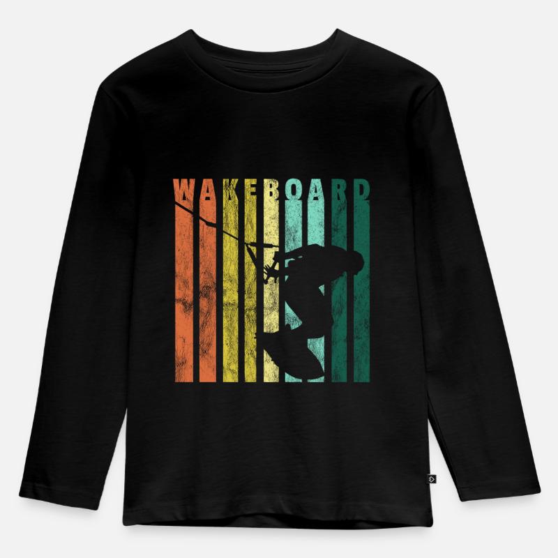 Wakeboarder Geschenk Wakeboard Wasserski - Kinder Premium Bio Langarmshirt - Schwarz