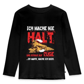 Zug Eisenbahn Fan T-Shirt - Kinder Premium Bio Langarmshirt - Schwarz - Vorne - AI Model Kid Male (0cm)