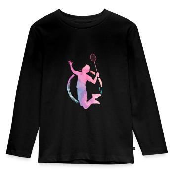 Badminton Hobby - Kinder Premium Bio Langarmshirt - Schwarz - Vorne - AI Model Kid Male (0cm)