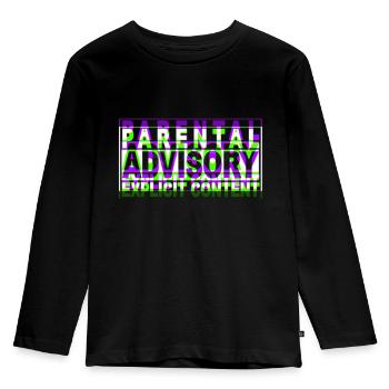 Diseño de texto de aviso para padres - Camiseta ecológica prémium de manga larga para niños - negro - delante - AI Model Kid Male (0cm)