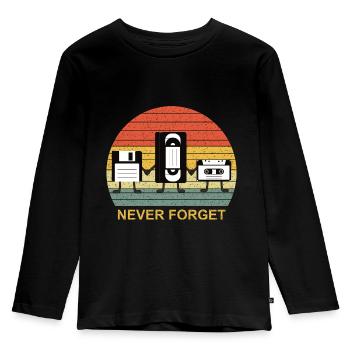 Never Forget - Kinder Premium Bio Langarmshirt - Schwarz - Vorne - AI Model Kid Male (0cm)