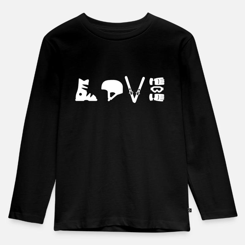 Liebe Ski Geschenk - Kinder Premium Bio Langarmshirt - Schwarz