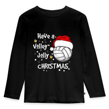 Weihnachtsvolleyball Haben Sie einen Volley Jolly Weihnachten - Kinder Premium Bio Langarmshirt - Schwarz - Vorne - AI Model Kid Male (0cm)