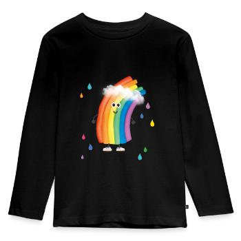 Rudi Regenbogen "bunte Regentropfen" - Kinder Premium Bio Langarmshirt - Schwarz - Vorne - AI Model Kid Male (0cm)