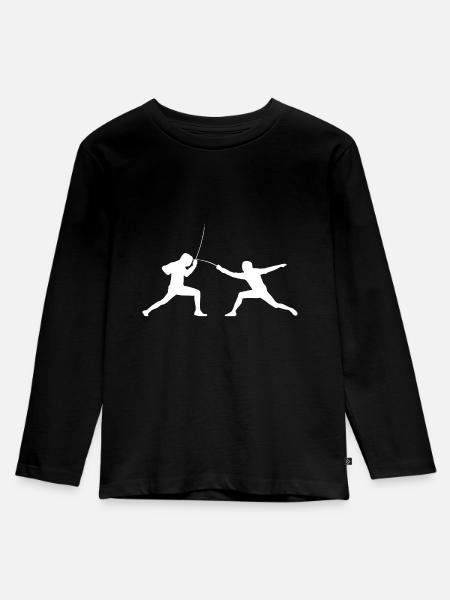 Geschenk fechten Fechter Fecht Kampf shirt - Kinder Premium Bio Langarmshirt - Schwarz