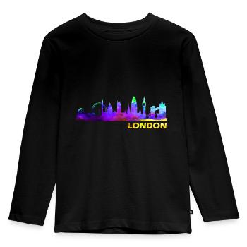 London London London London - Kids' Premium Longsleeve Shirt - black - Front - AI Model Kid Male (0cm)