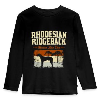 Rhodesian Ridgeback Hund Hundeliebhaber Geschenk - Kinder Premium Bio Langarmshirt - Schwarz - Vorne - AI Model Kid Male (0cm)
