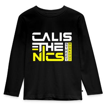 Calisthenics Street Workout Body Workout - Kinder Premium Bio Langarmshirt - Schwarz - Vorne - AI Model Kid Male (0cm)