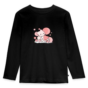 Chats d'anime mignon comme Chibi en rose - T-shirt manches longues Premium Enfant - noir - Devant - AI Model Kid Male (0cm)