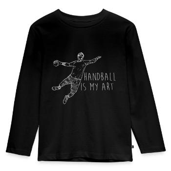 handball sport handballer handballteam sprungwurf - Kinder Premium Bio Langarmshirt - Schwarz - Vorne - AI Model Kid Male (0cm)