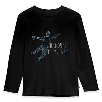 handball handballer handballteam sprungwurf sport - Kinder Premium Bio Langarmshirt - Schwarz - Vorne - AI Model Kid Male (0cm)
