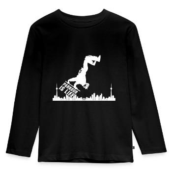 Parkour Geschenk Le Parcour Freerunning Backflip - Kinder Premium Bio Langarmshirt - Schwarz - Vorne - AI Model Kid Male (0cm)