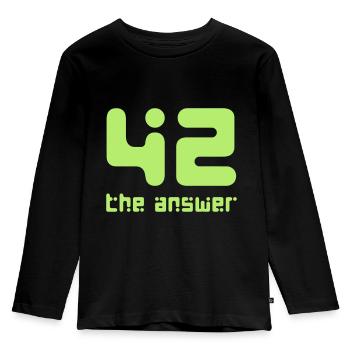 42, die Antwort Galaxis Science Fiction UFO Rakete - Kinder Premium Bio Langarmshirt - Schwarz - Vorne - AI Model Kid Male (0cm)