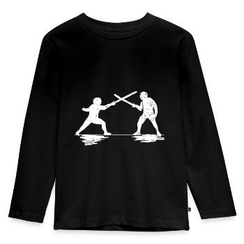 fechten Schwert Degen Duell Arena Schwertkampf - Kinder Premium Bio Langarmshirt - Schwarz - Vorne - AI Model Kid Male (0cm)
