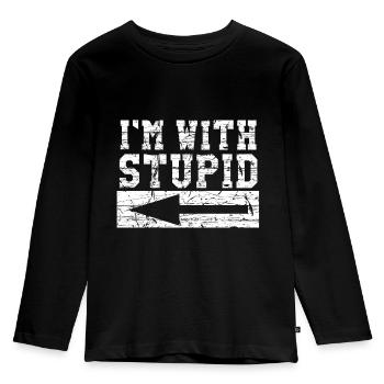 I ́m With Stupid - Kids' Premium Longsleeve Shirt - black - Front - AI Model Kid Male (0cm)