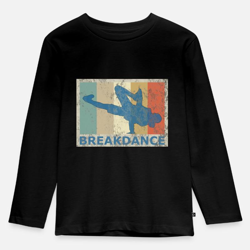 Retro Vintage Style Breakdance Breakdancing HipHop - Kinder Premium Bio Langarmshirt - Schwarz