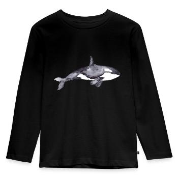 Orca - Kinder Premium Bio Langarmshirt - Schwarz - Vorne - AI Model Kid Male (0cm)
