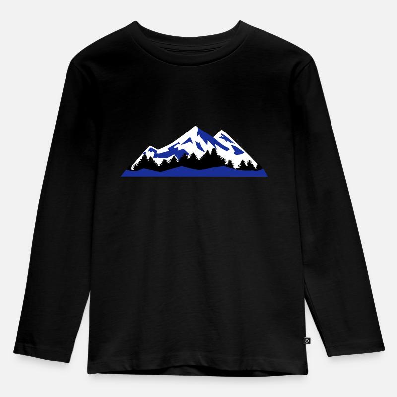 Berge, Winter, Alpen, Lanschaft - Kinder Premium Bio Langarmshirt - Schwarz