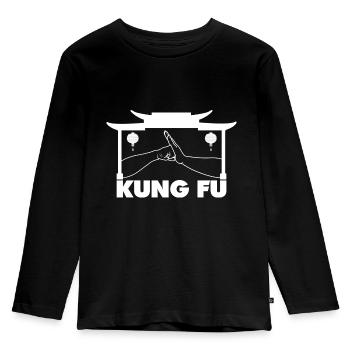 Kung Fu Kampfsport - Kinder Premium Bio Langarmshirt - Schwarz - Vorne - AI Model Kid Male (0cm)