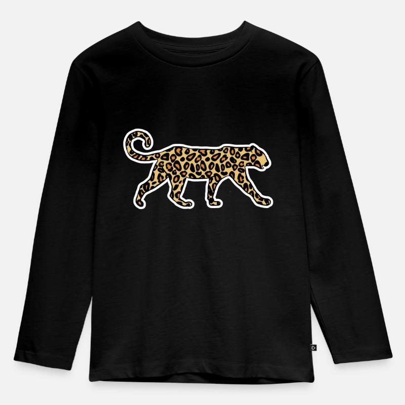 Leopard Geschenk - Kinder Premium Bio Langarmshirt - Schwarz