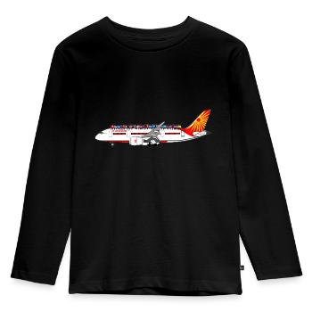 plane - Kids' Premium Longsleeve Shirt - black - Front - AI Model Kid Male (0cm)
