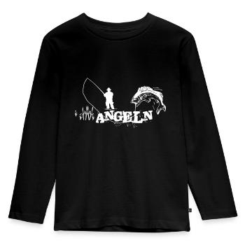 Angeln - Kinder Premium Bio Langarmshirt - Schwarz - Vorne - AI Model Kid Male (0cm)