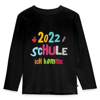 2022 Schule Ich Komme Erstklässler Schulstart Deko - Kinder Premium Bio Langarmshirt - Schwarz - Vorne - AI Model Kid Male (0cm)