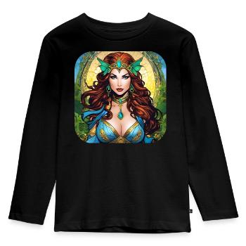 Super-héroïne fantastique cool - T-shirt manches longues Premium Enfant - noir - Devant - AI Model Kid Male (0cm)