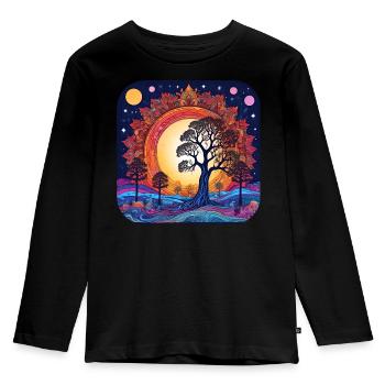 Germanic and Viking World Tree Yggdrasil - Kids' Premium Longsleeve Shirt - black - Front - AI Model Kid Male (0cm)