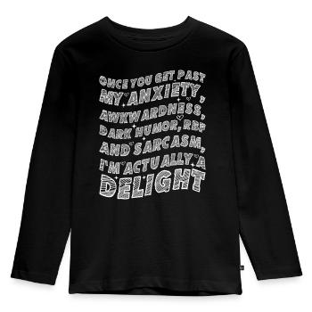 Once You Get Past My Anxiety Awkwardness Dark Humo - Kids' Premium Longsleeve Shirt - black - Front - AI Model Kid Male (0cm)