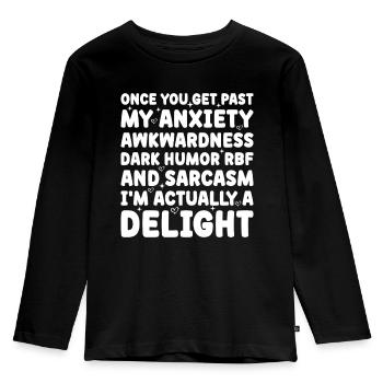 Once You Get Past My Anxiety Awkwardness - Kids' Premium Longsleeve Shirt - black - Front - AI Model Kid Male (0cm)