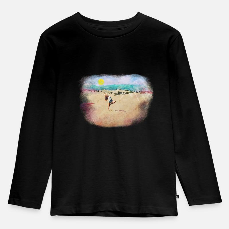 Tanz Sommer am Strand Sonne Geschenk - Kinder Premium Bio Langarmshirt - Schwarz